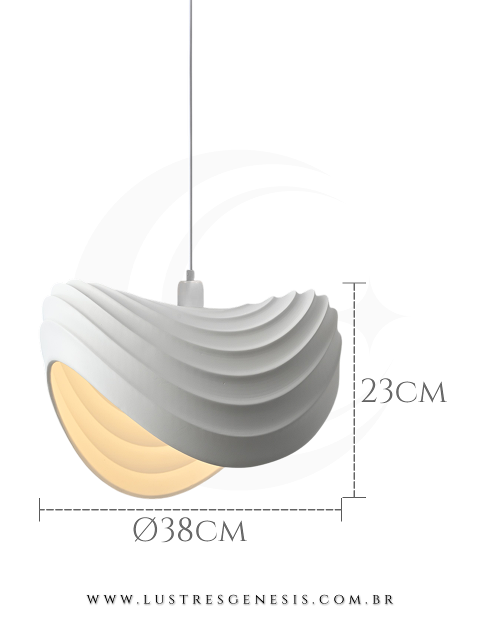 Pendente Moderno Metal Gesso DCD02632 Branco E27 Ø35cm, Bancada Area Gourmet, Lavabo, Cabeceira de Cama, Banheiro
